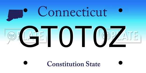 GT0T0Z Connecticut License Plate