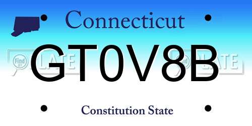 GT0V8B Connecticut License Plate