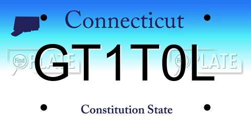 GT1T0L Connecticut License Plate