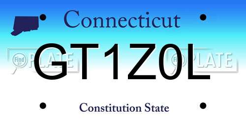 GT1Z0L Connecticut License Plate