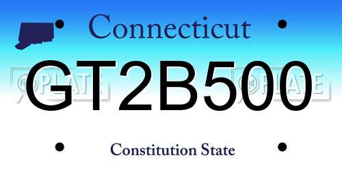GT2B500 Connecticut License Plate