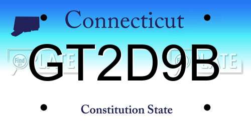 GT2D9B Connecticut License Plate