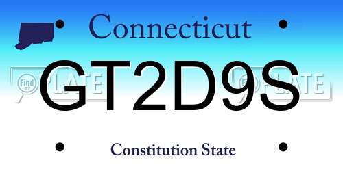 GT2D9S Connecticut License Plate
