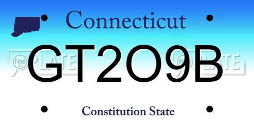 GT2O9B Connecticut License Plate