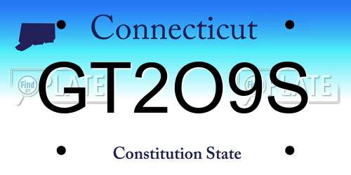 GT2O9S Connecticut License Plate