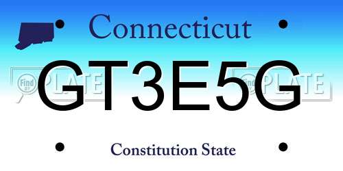 GT3E5G Connecticut License Plate