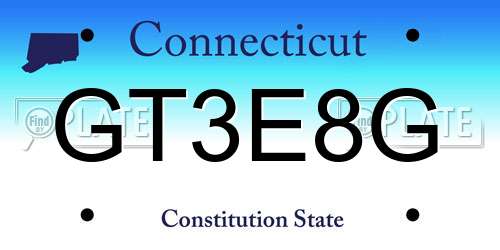 GT3E8G Connecticut License Plate