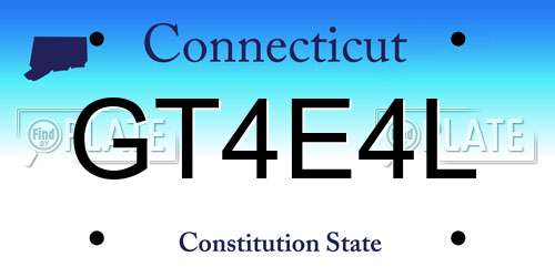 GT4E4L Connecticut License Plate