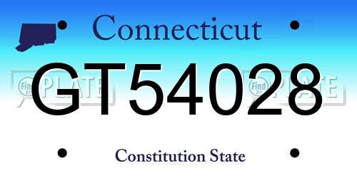 GT54028 Connecticut License Plate