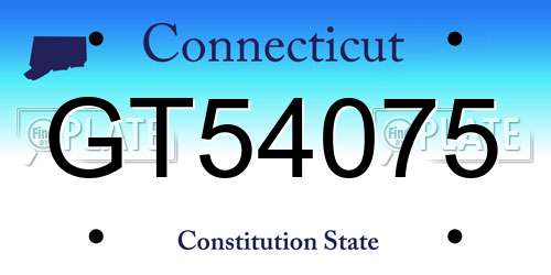 GT54075 Connecticut License Plate