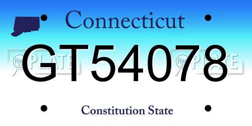 GT54078 Connecticut License Plate