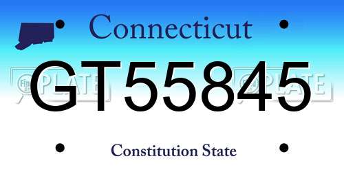 GT55845 Connecticut License Plate