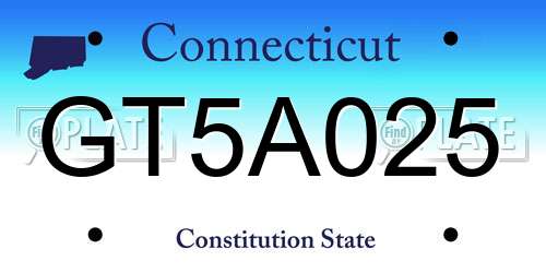 GT5A025 Connecticut License Plate