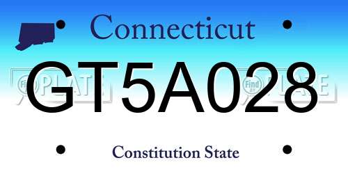 GT5A028 Connecticut License Plate