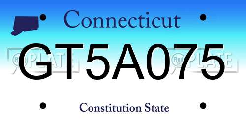 GT5A075 Connecticut License Plate