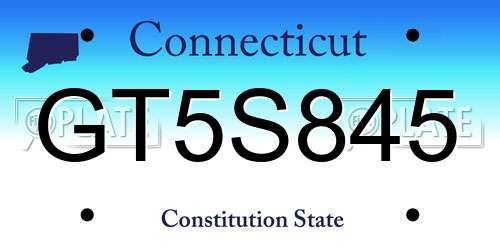 GT5S845 Connecticut License Plate