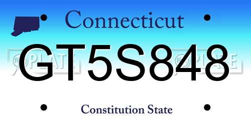 GT5S848 Connecticut License Plate