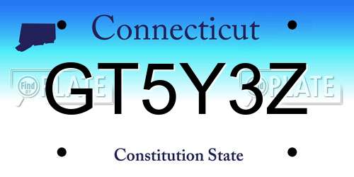 GT5Y3Z Connecticut License Plate