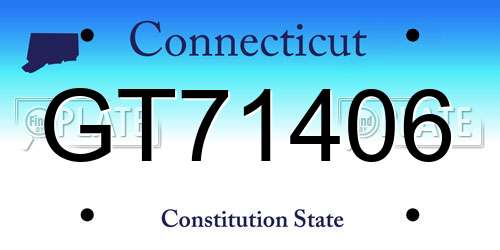GT71406 Connecticut License Plate