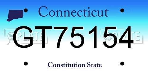 GT75154 Connecticut License Plate