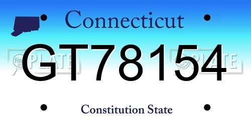 GT78154 Connecticut License Plate