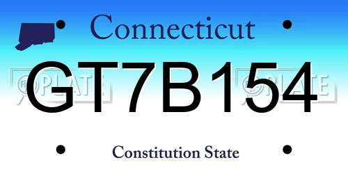 GT7B154 Connecticut License Plate