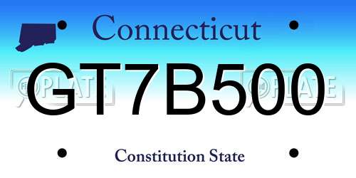 GT7B500 Connecticut License Plate