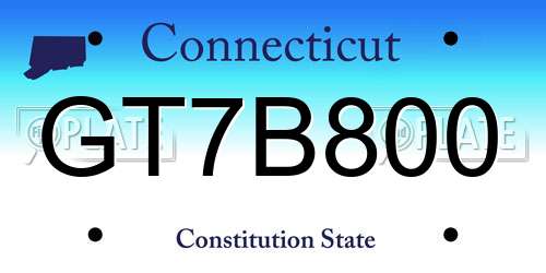 GT7B800 Connecticut License Plate