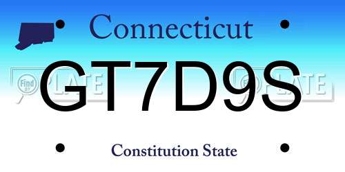 GT7D9S Connecticut License Plate