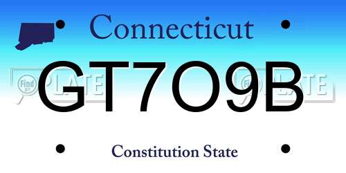 GT7O9B Connecticut License Plate