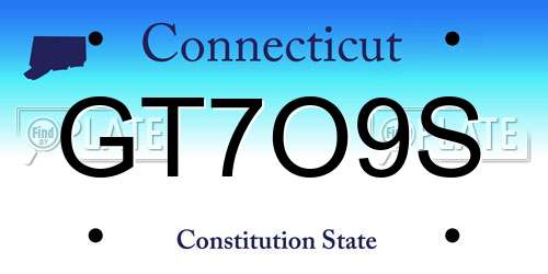 GT7O9S Connecticut License Plate