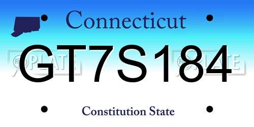 GT7S184 Connecticut License Plate