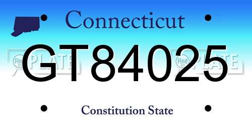 GT84025 Connecticut License Plate