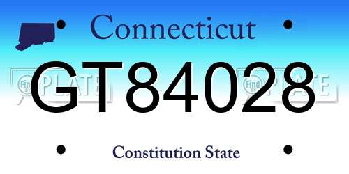GT84028 Connecticut License Plate