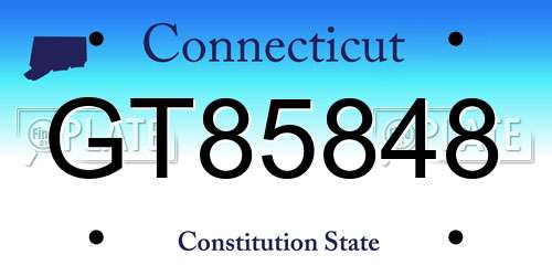 GT85848 Connecticut License Plate