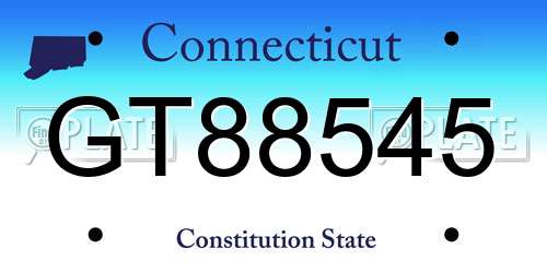 GT88545 Connecticut License Plate