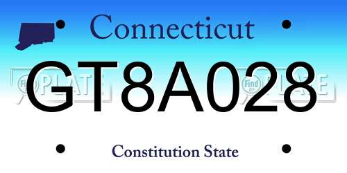 GT8A028 Connecticut License Plate