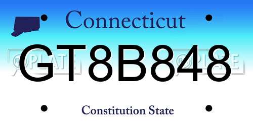 GT8B848 Connecticut License Plate