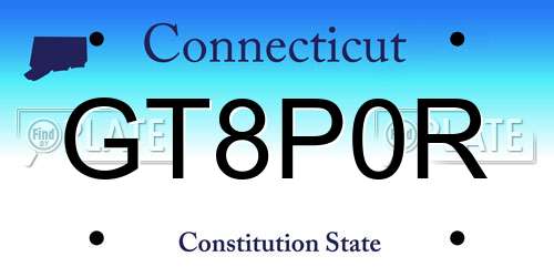 GT8P0R Connecticut License Plate