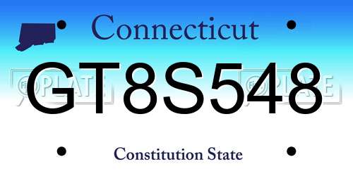 GT8S548 Connecticut License Plate