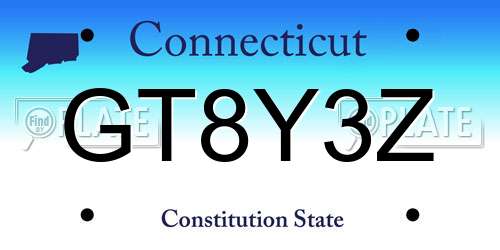 GT8Y3Z Connecticut License Plate