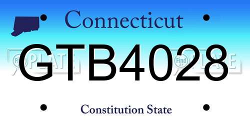 GTB4028 Connecticut License Plate