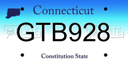 GTB928 Connecticut License Plate