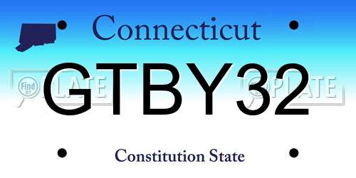GTBY32 Connecticut License Plate