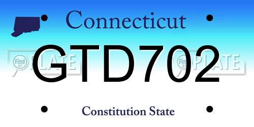GTD702 Connecticut License Plate