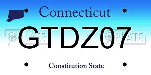 GTDZ07 Connecticut License Plate