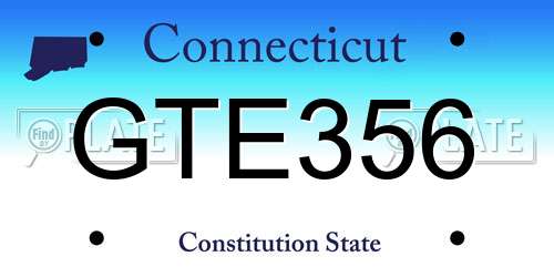 GTE356 Connecticut License Plate