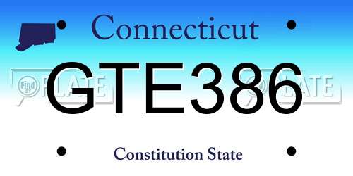 GTE386 Connecticut License Plate