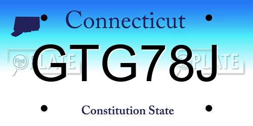 GTG78J Connecticut License Plate