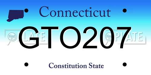 GTO207 Connecticut License Plate